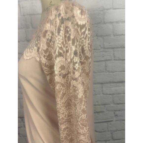 Calvin Klein Lace Sleeve Light Pink Blouse Women Size Medium - Picture 6 of 7